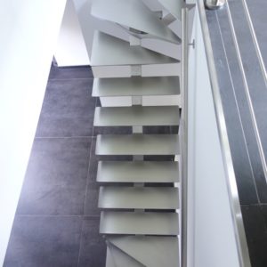 Escalier contemporain double quart inox brossé