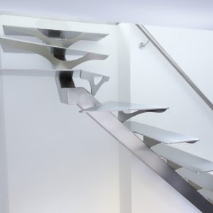 Escalier contemporain double quart inox brossé