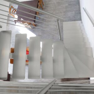 escalier quart-tournant inox brossé