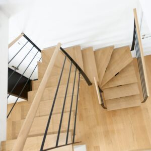 Escalier double quart tournant chêne